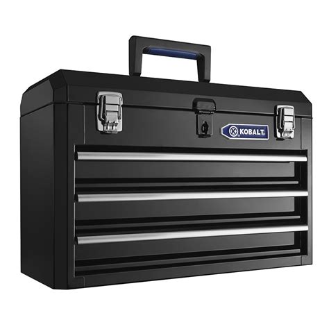 kobalt portable 20.6 in steel lockable tool box black|kobalt lockable steel.